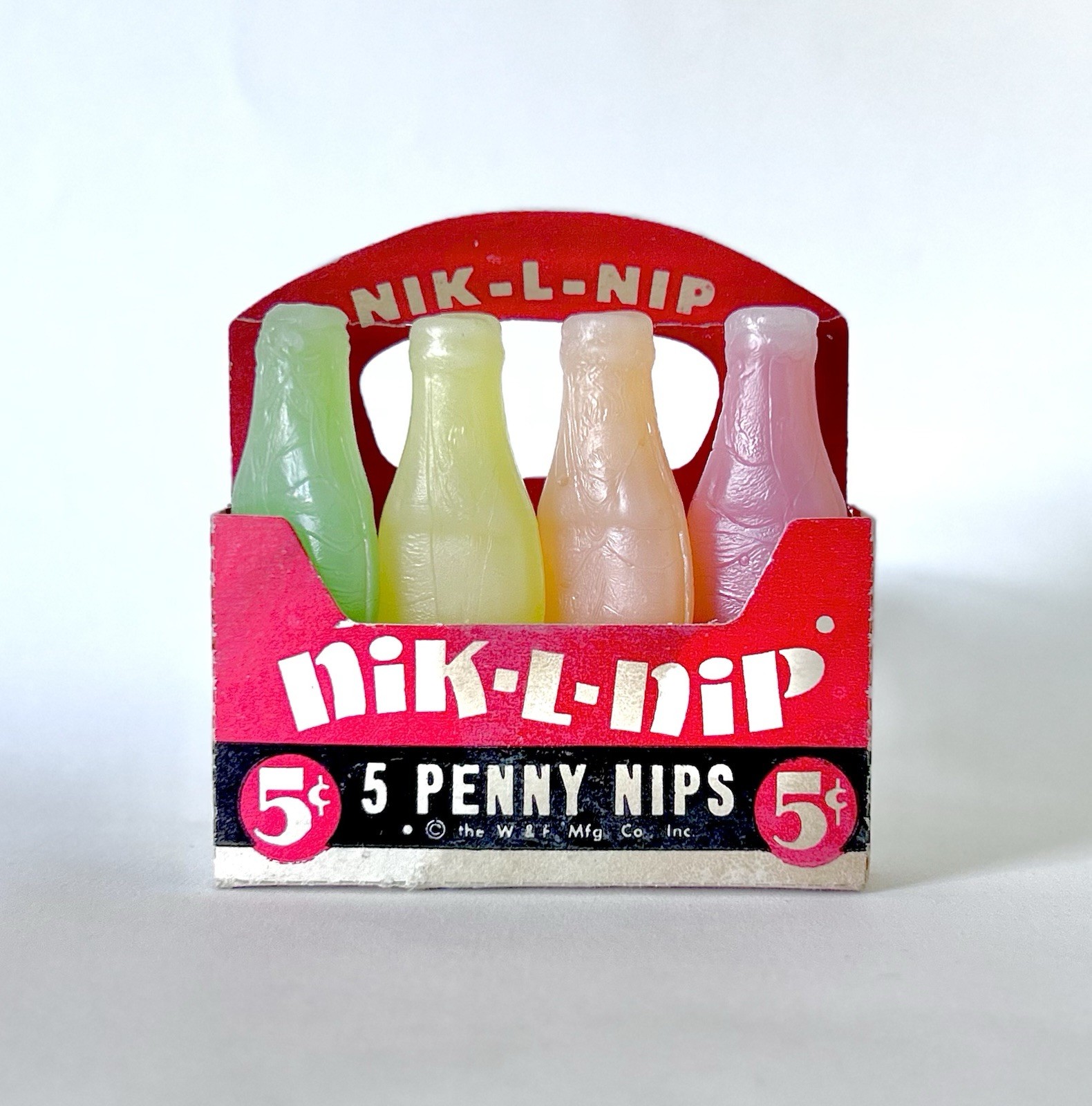 Vintage 1951 Glenn Confections NIK-L-NIP Wax Soda Bottles Candy 3” RED 5 CENTS