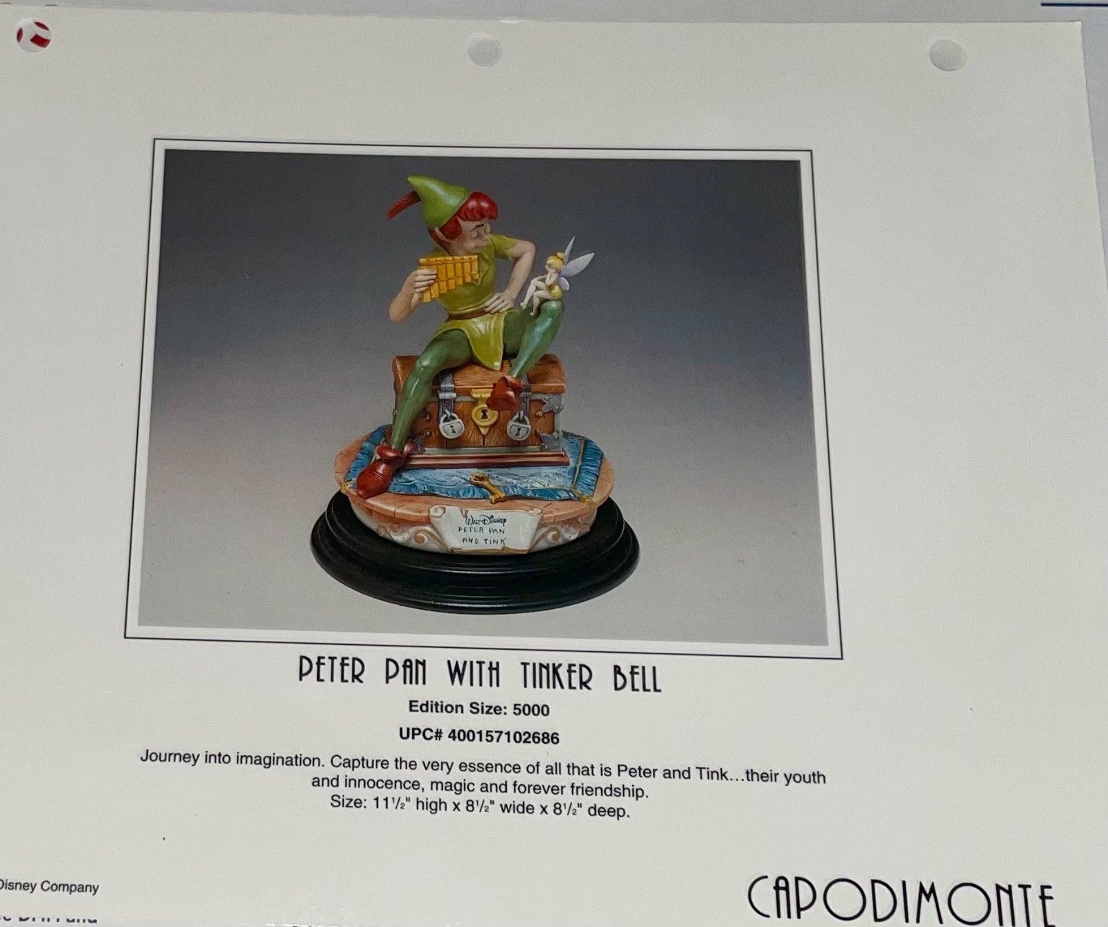 Rare Disney Peter Pan Tinker Bell Laminated Promo Binder Gallery Page