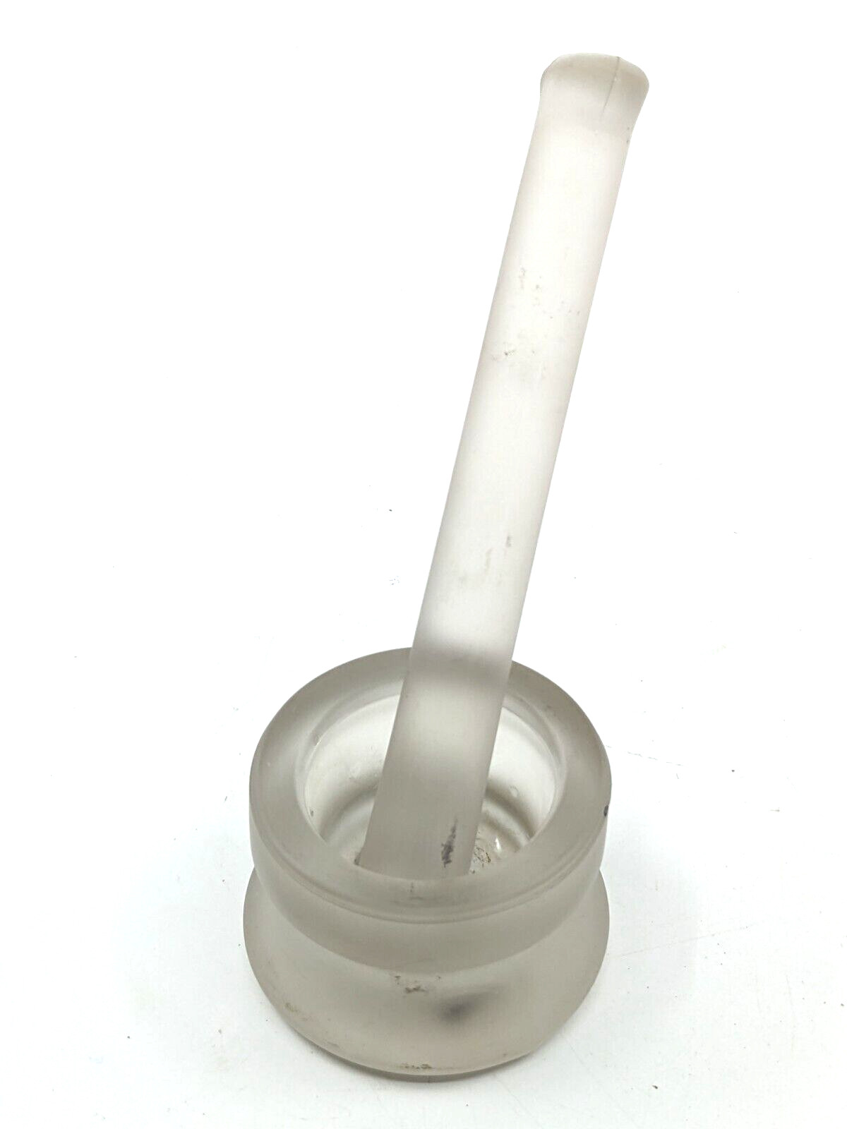 Vintage L.D. Caulk Co. Frosted Glass Dental Mortar & Pestle Embossed
