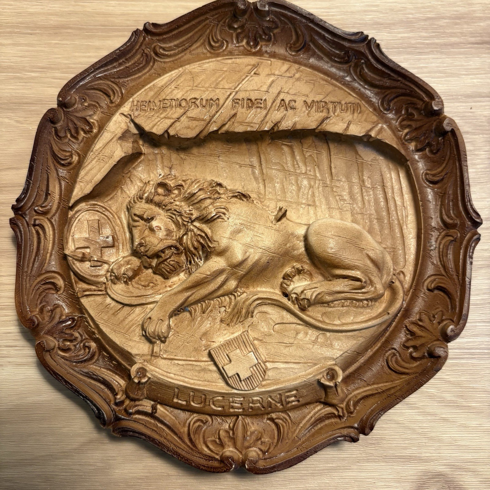 Lion of Lucerne Switzerland Wall Plaque Swiss Löwendenkmal Relief Souvenir 6”