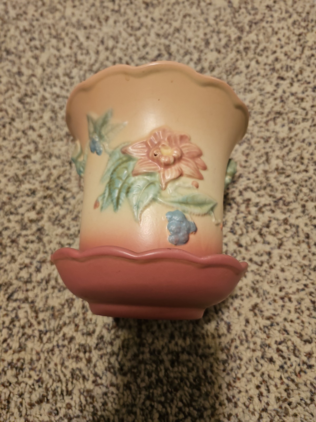 Vintage Hull Art Pottery Woodland Planter Flower Pot Saucer W-11 5 3/4 Fuchsia