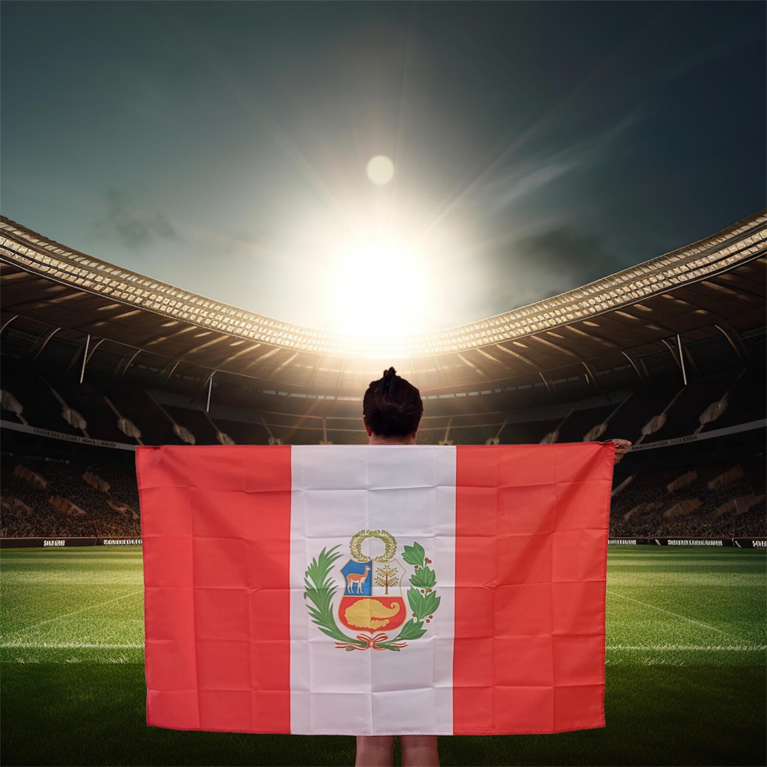 Peru Fan Cape Emblem Body Flag, 57x35 in Digitally Printed Polyester New