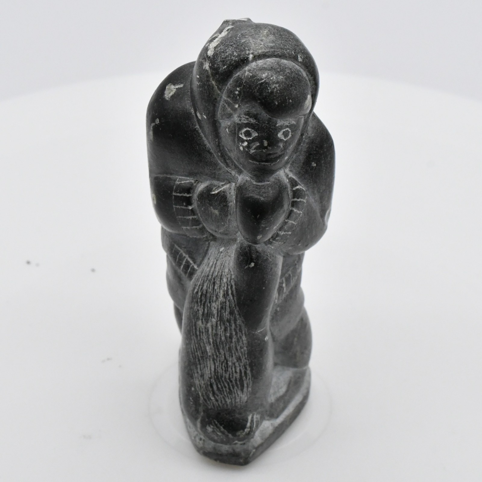 Vintage 1984 Inuit Soapstone Carving Hunter Seal Thomasie Joanassie Jack Signed