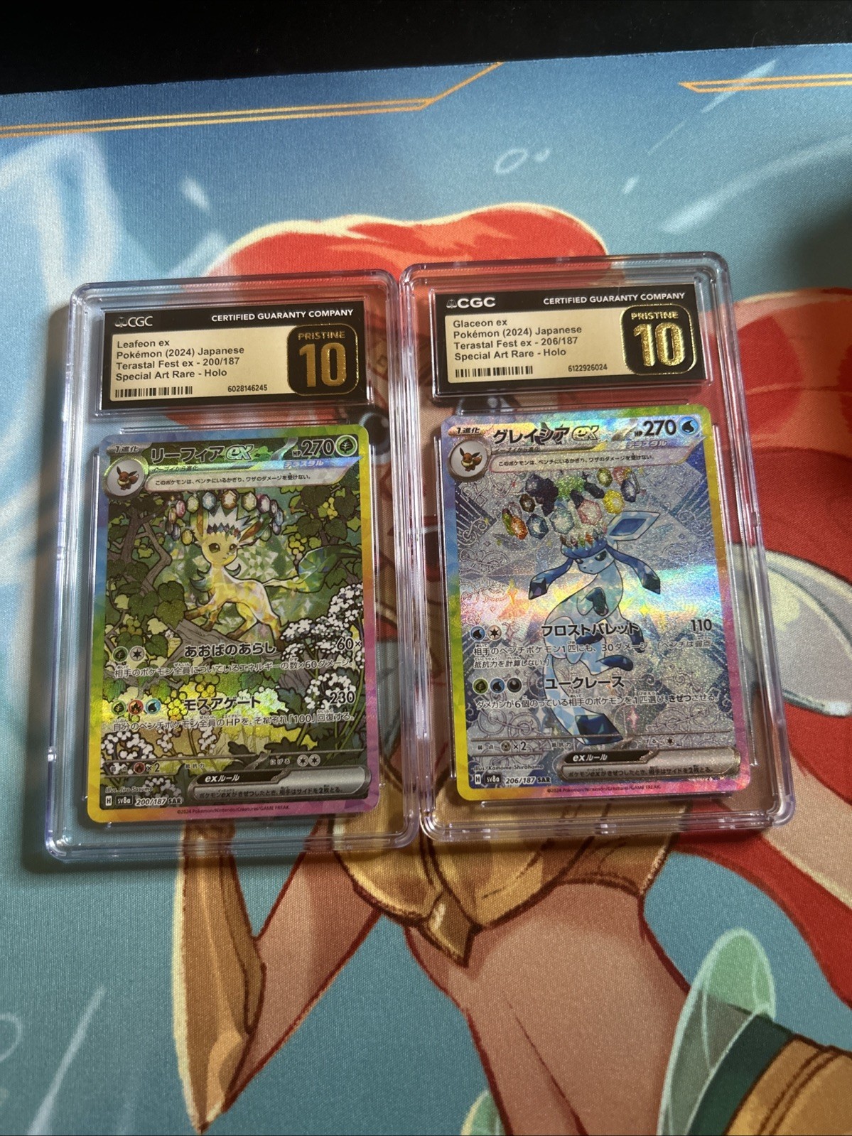 2024 - Terastal Festival - Leafeon 200/187 + Glaceon 206/187 - CGC Pristine 10
