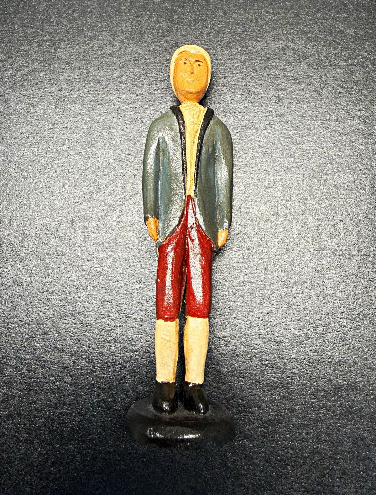 Rare Vintage 1984 C. Royston Carved Wood Figurine Colonial Man Asbury Marked