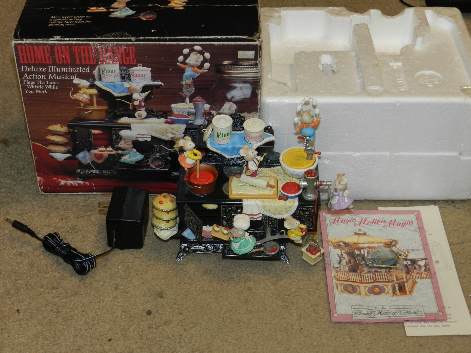1992 Enesco Home on the Range Baking Mice Musical & Animated Figures TESTED WORK