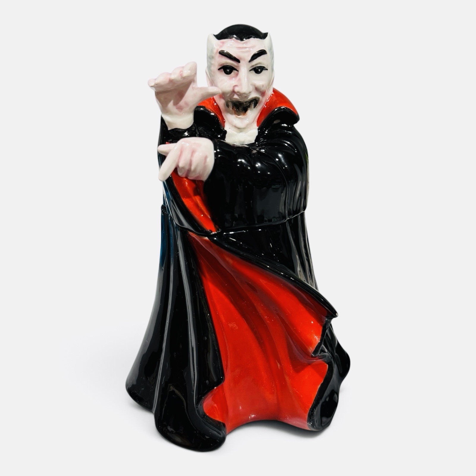 Vintage FITZ & FLOYD DRACULA Candy Cookie Jar Halloween Vampire Theme Made Japan