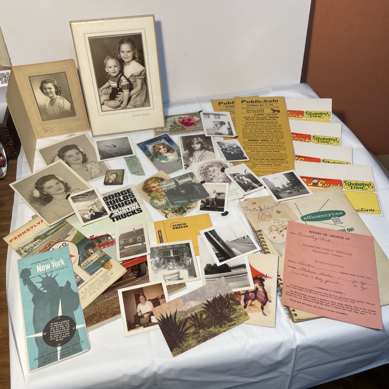 Vintage Ephemera Lot Postcards Maps Auction Flyer Photos Etc