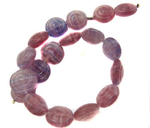 18 PCS Trade Czech Bohemian Glass Tabular Pressed  Beads