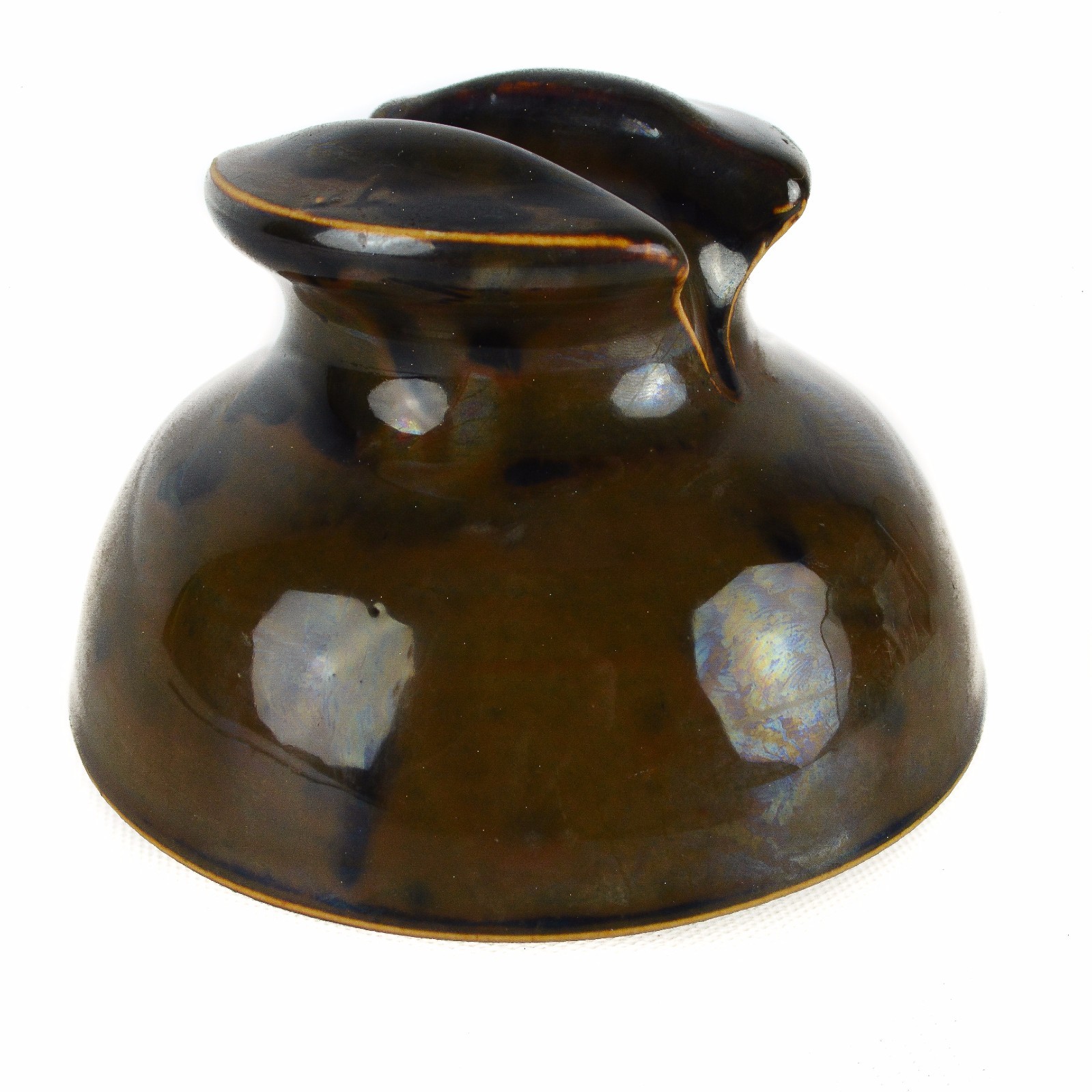 Brockway Ceramic Electrical Telegraph Insulator (not marked) Brown Black Glazed 