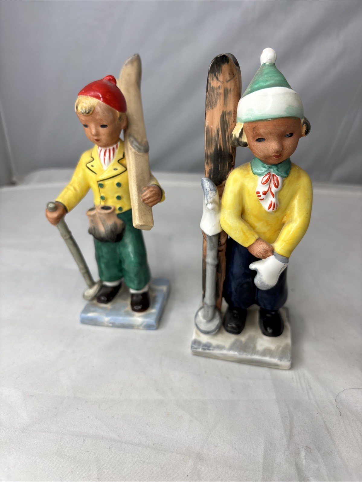 Skiers Figurines Germany VINTAGE Porcelain Skiing Winter EUC Skiers Figurines Germany VINTAGE Porcelain Skiing Winter EUC