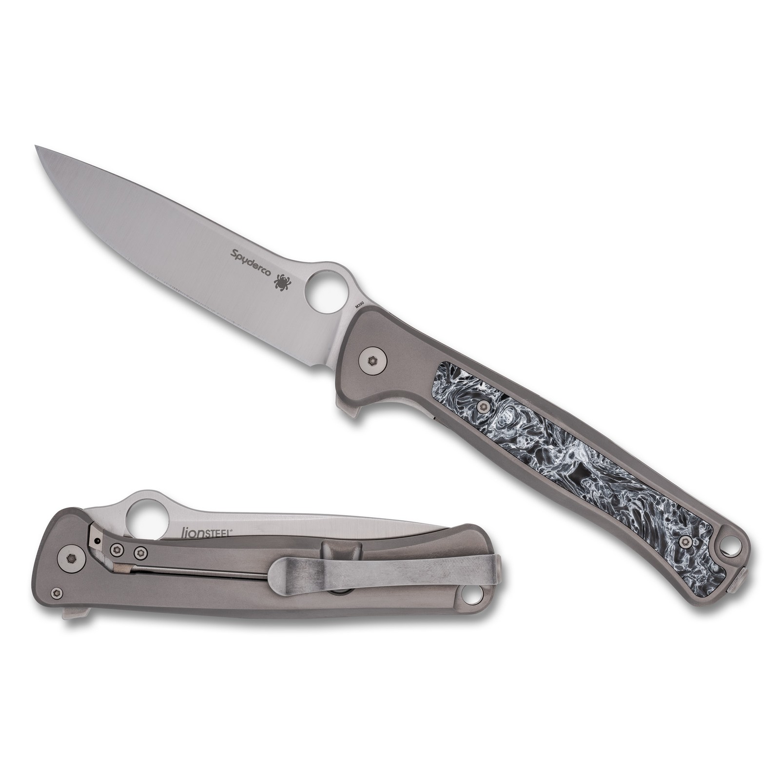 Spyderco Slym C271TIP Folding Knife 3.42in M390 Titanium Carbon Fiber Gray