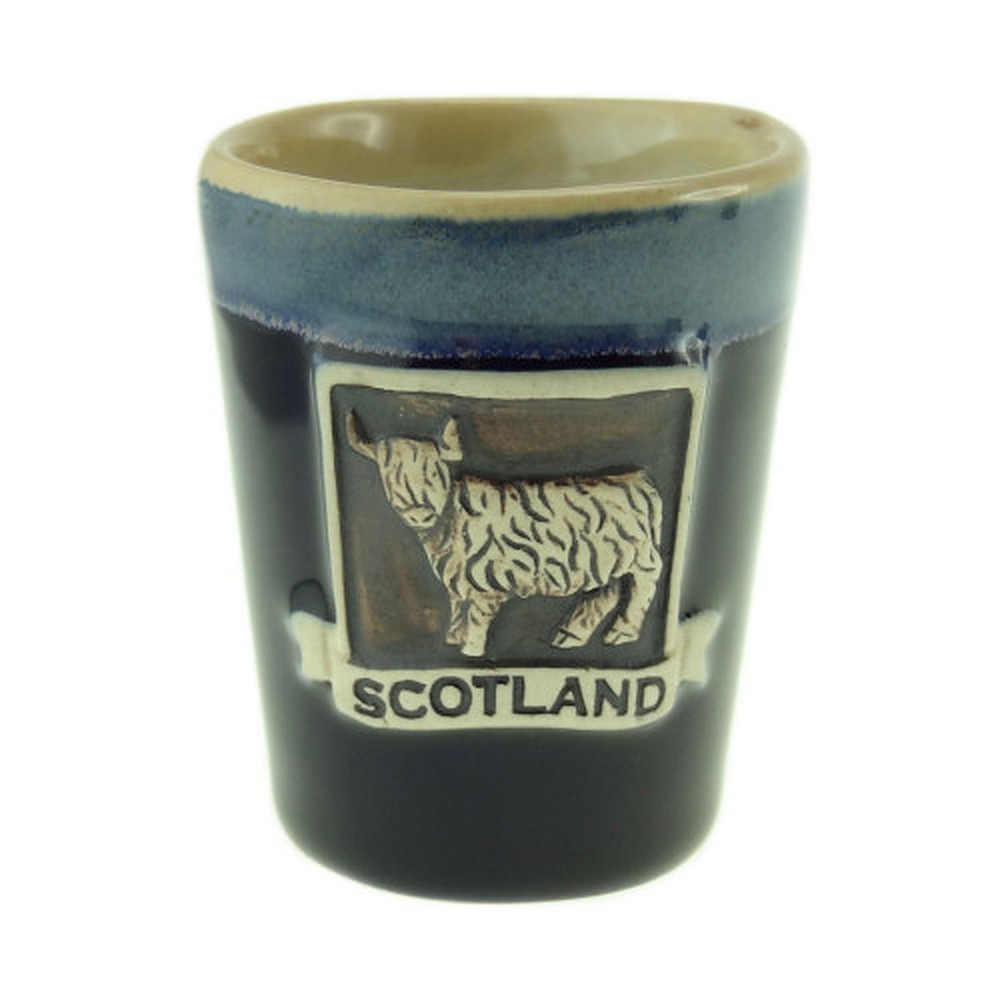 Glen Appin of Scotland Limited Stoneware Highland Cow Shot Cup - Blue