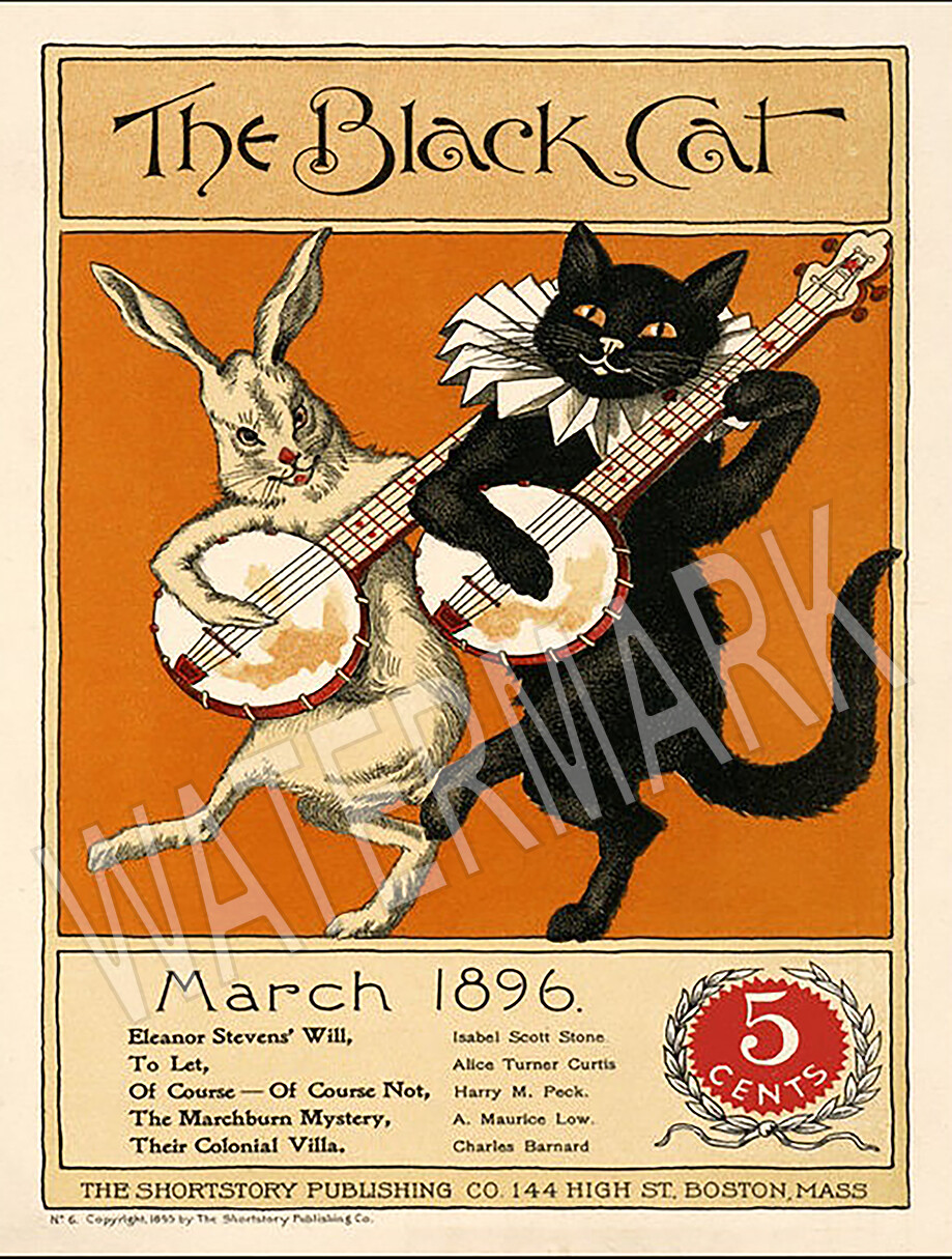 Black Cat Halloween 1896 Singing Guitar Quality Metal Fridge Magnet 3x4 8890