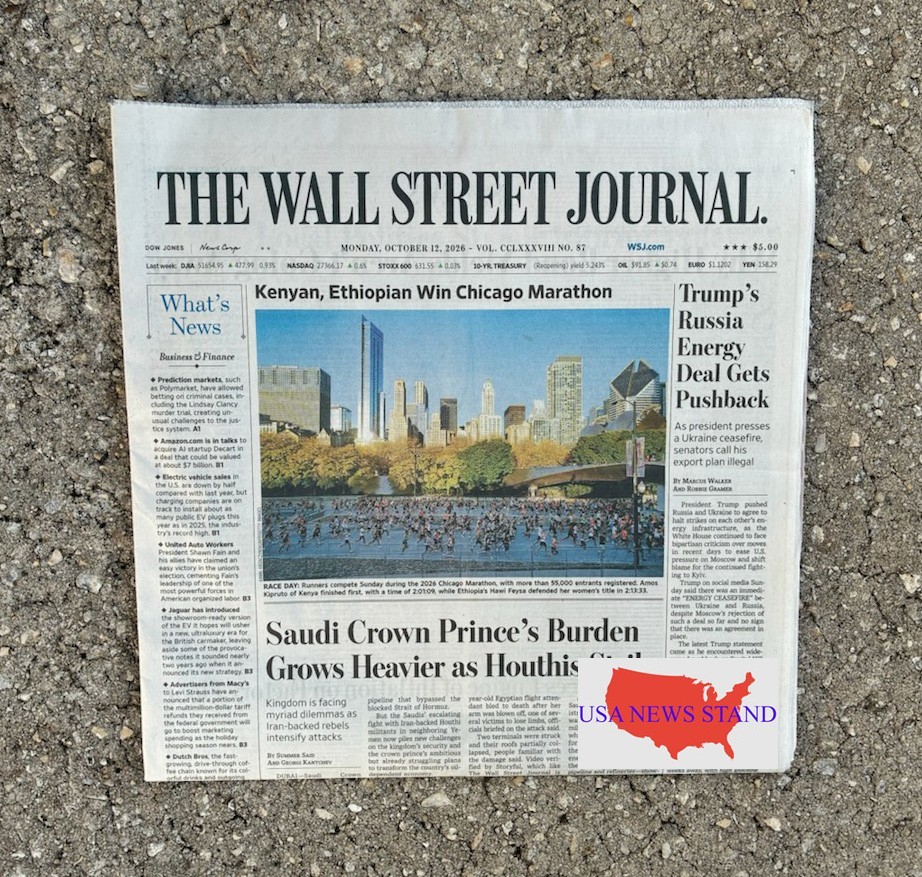 WALL STREET JOURNAL - MONDAY OCT 12, 2026 (CHICAGO MARATHON 2026 -SAUDI KINGDOM)