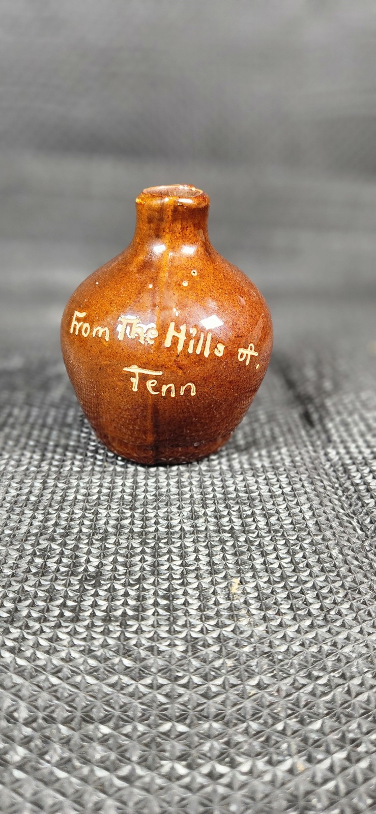 Vintage From The Hills Of Tenn Brown Pottery Mini Jug Souvenir TN Decor