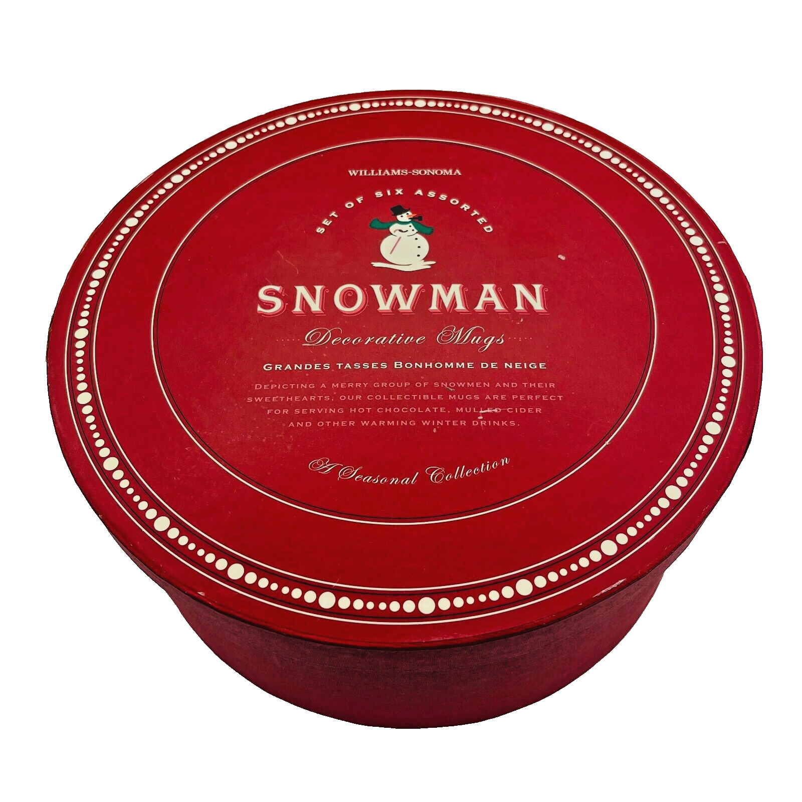 Williams Sonoma Snowman Christmas Mugs Cocoa Coffee White 2006 New Set of 5
