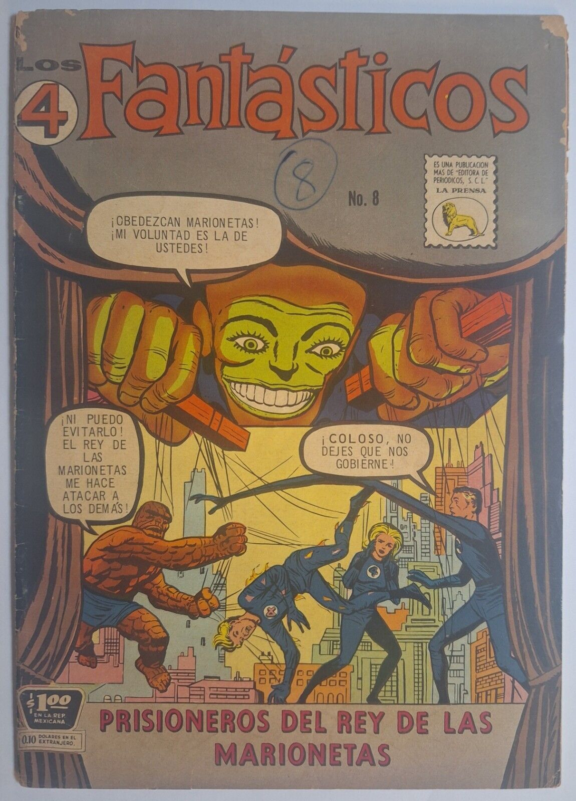 Fantastic Four #8 1s Ap Puppet Master&Alicia Los 4 Fantasticos #8 La Prensa 1963