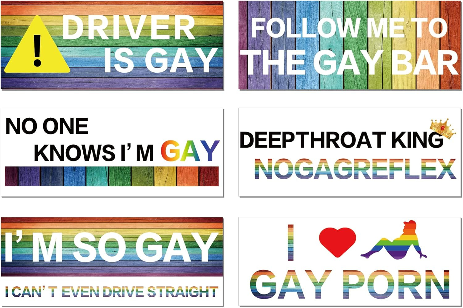 6 Pcs Gay Bumper Stickers Prank Funny Bumper Magnets Funny Car Magnet Only Stick