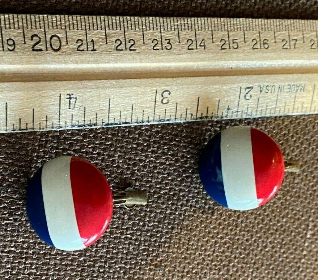 VINTAGE EARRINGS RED WHITE BLUE CLIP ON EARINGS - DEMOCRAT REPUBLICAN ELECTIONS