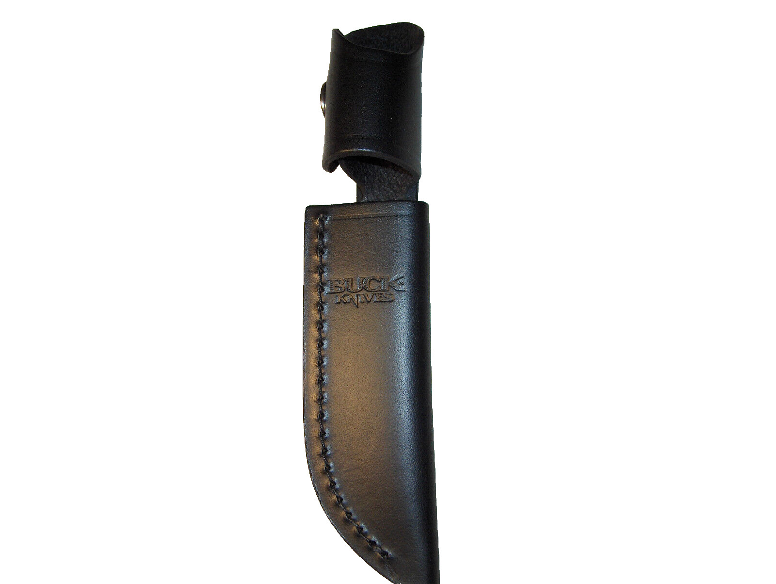 BUCK KNIFE MODEL # 102 WOODSMAN LEATHER BELT SHEATH -- BLACK WITH BUCK LOGO BUCK KNIFE MODEL # 102 WOODSMAN LEATHER BELT SHEATH -- BLACK WITH BUCK LOGO