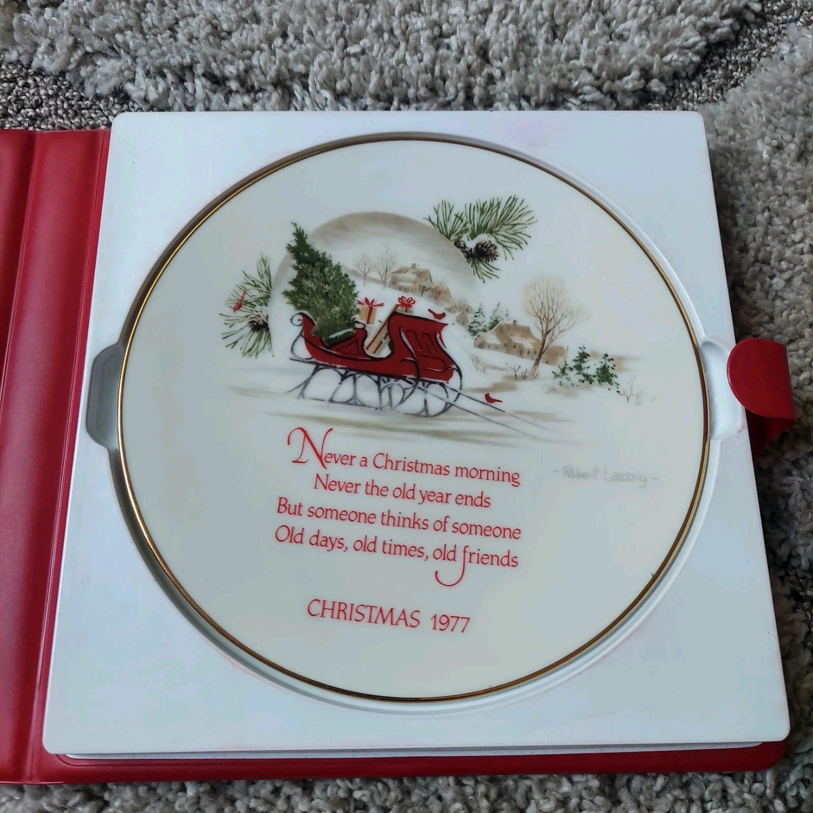 1977 Designers Collection Christmas Keepsake Plate Sleigh Ride Porcelain Vintage