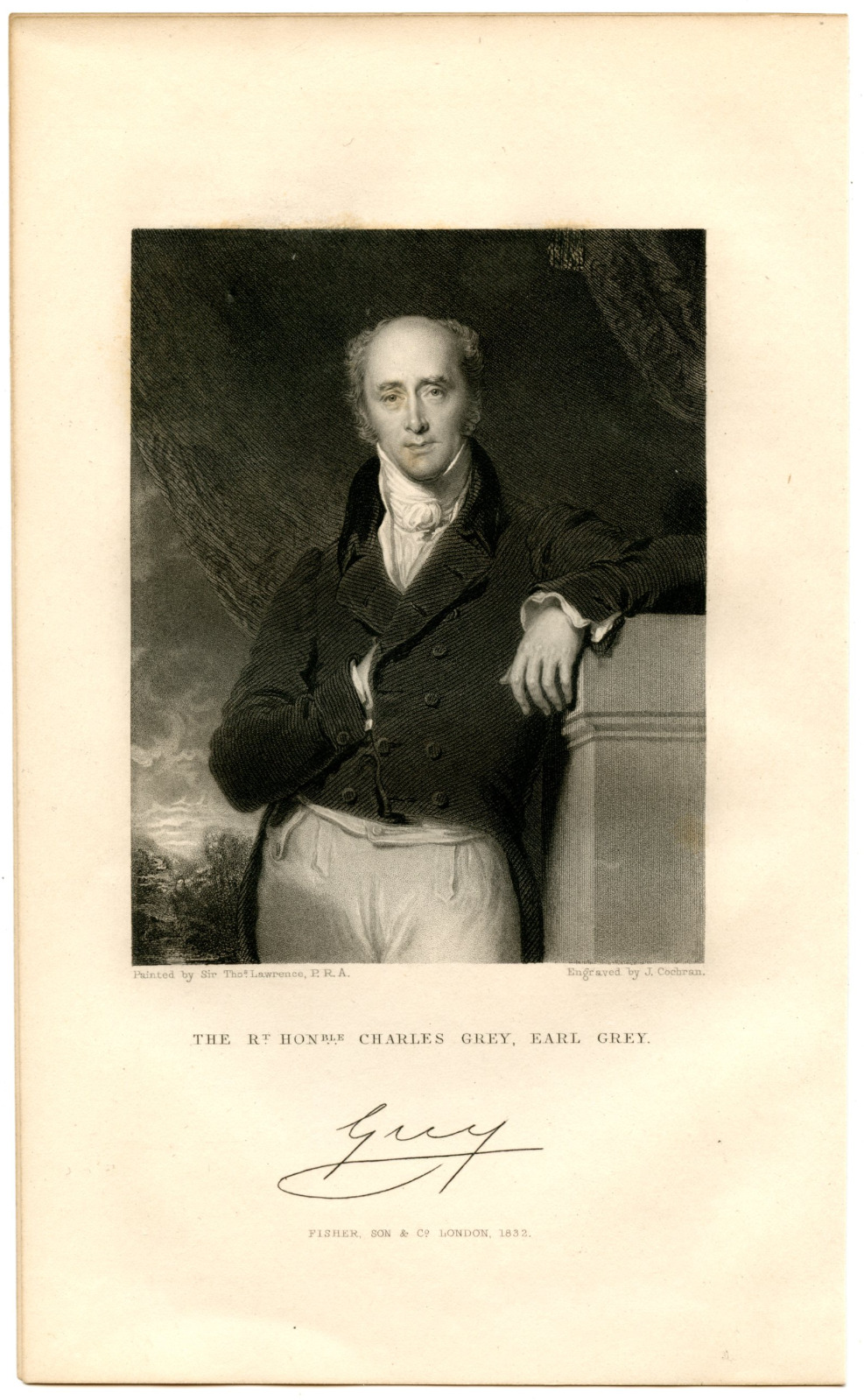 CHARLES GREY, 2ND EARL GREY, British Prime Minister, 1832 Steel Engraving 9642