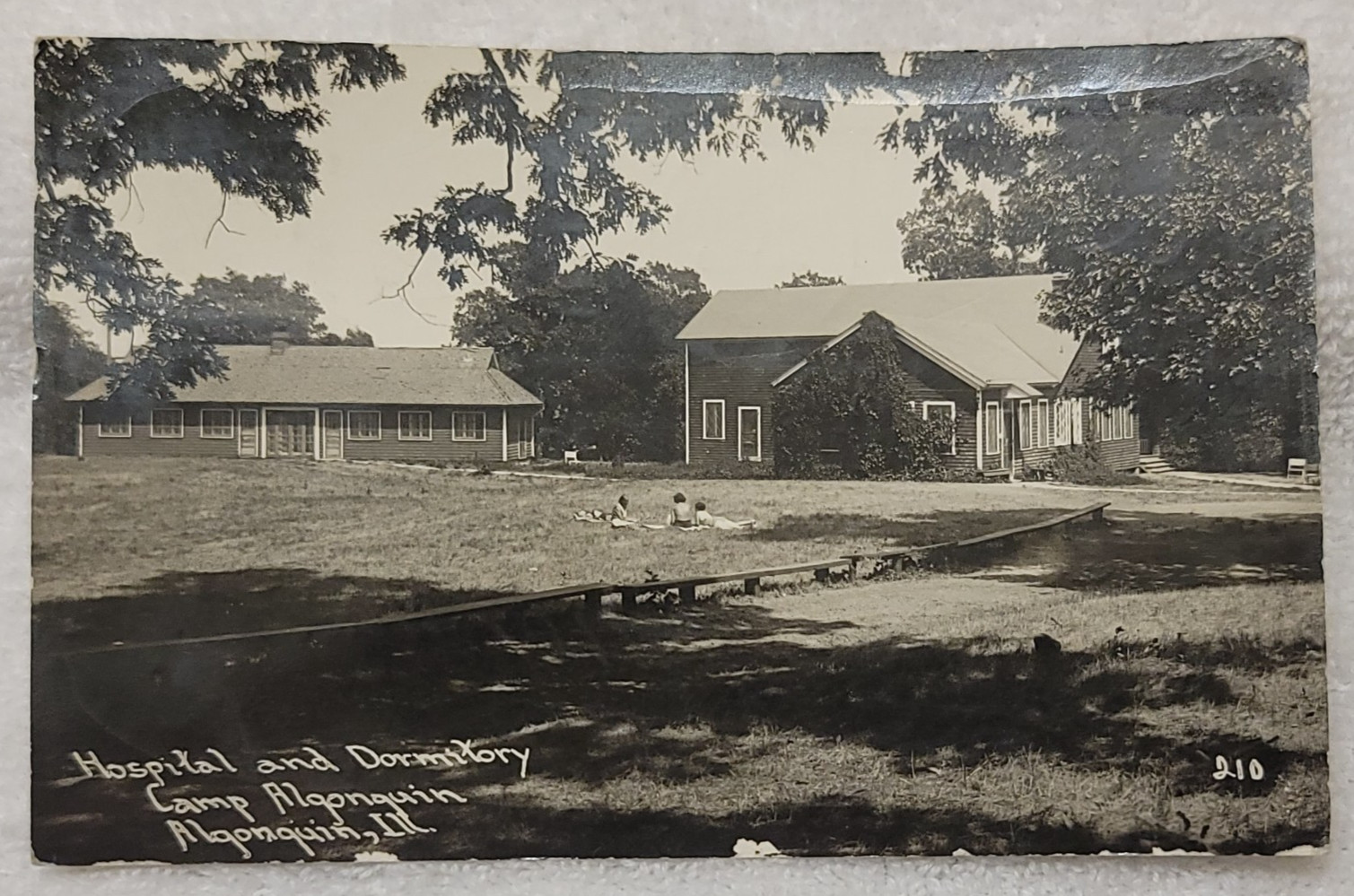 RPPC Hospital and Dormitory Camp Algonquin Illinois Sunbathing c1936 Postcard
