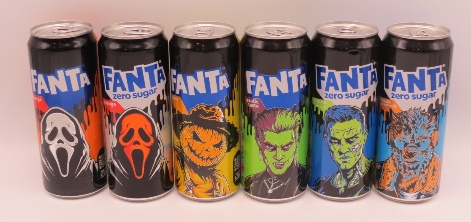 complete set of 6 FANTA HALLOWEEN 2026, 330ml cans, Belgium, FULL