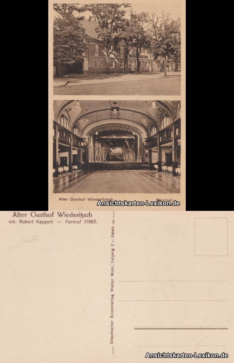 Postcard Wiederitzsch-Leipzig old inn and Peacock Hall 1926 Postcard Wiederitzsch-Leipzig old inn and Peacock Hall 1926