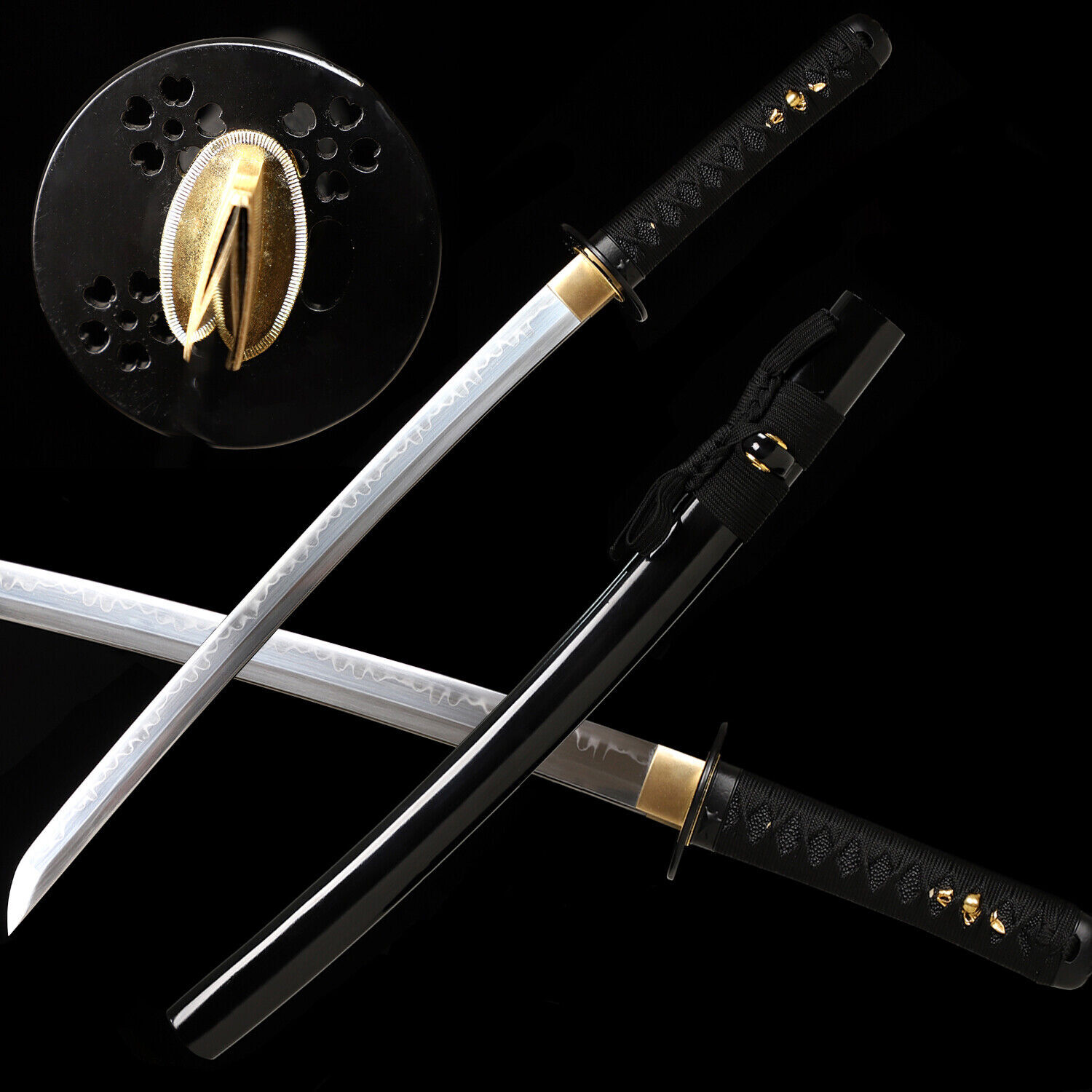 Katana Wakizashi Clay Tempered T10 Steel Real Hamon Japanese Samurai Sharp Sword