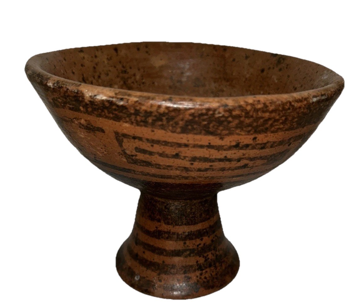 5.5 X 6.5 Vintage Pre-Columbian Style Footed Ceramic Bowl - Pedestal Dish 5.5 X 6.5 Vintage Pre-Columbian Style Footed Ceramic Bowl - Pedestal Dish