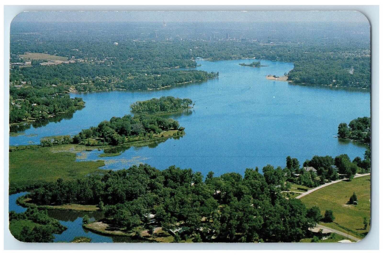 c1960 Aerial View Goguac Lake Battle Creek Michigan MI Vintage Unposted Postcard