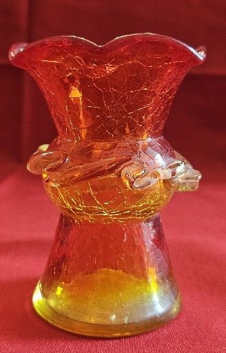 SMALL CRACKLE ART GLASS AMBERINA 3-1/2\