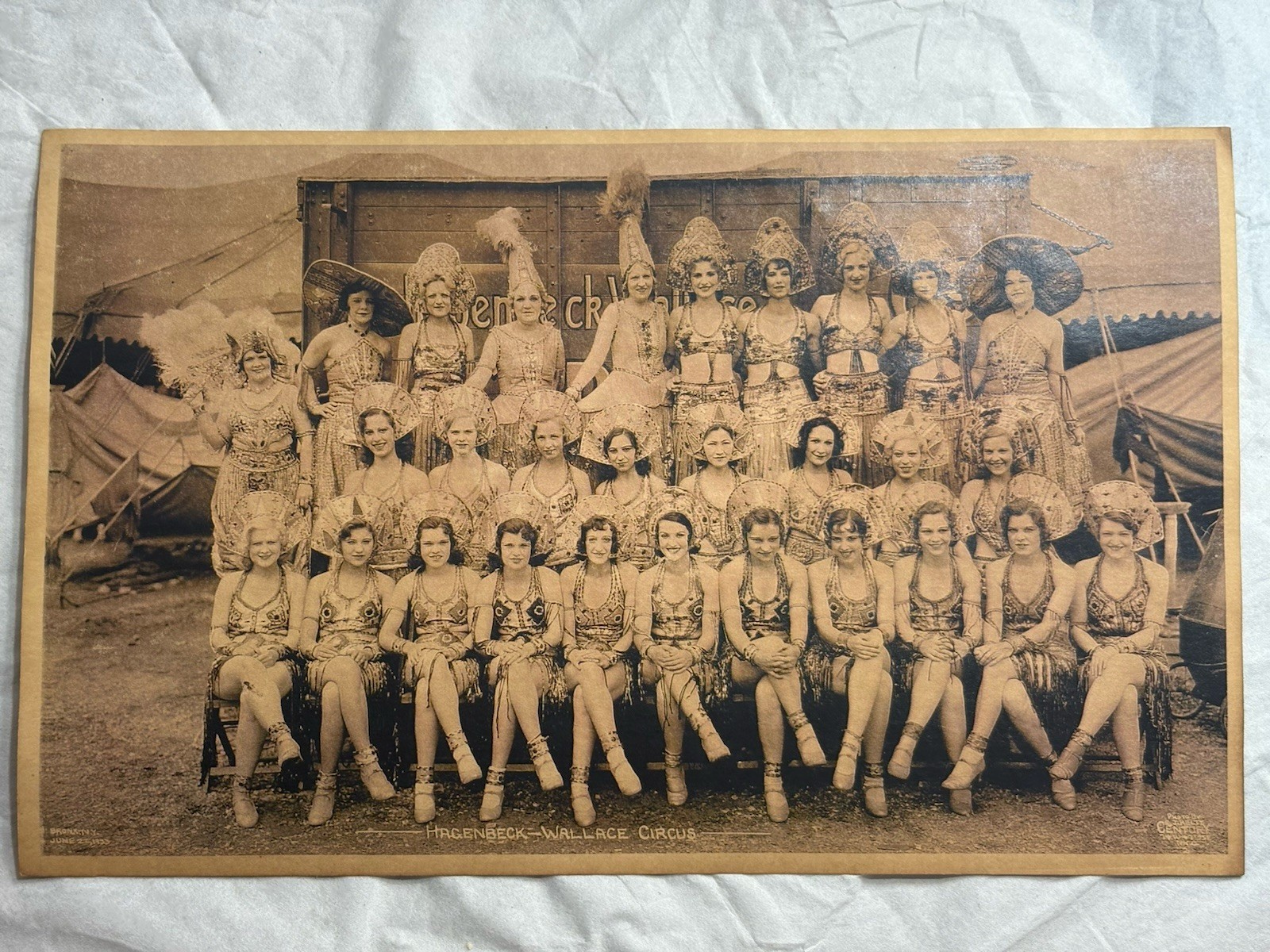 1923 HAGENBECK-WALLACE Circus Photo Card ALL SHOWGIRLS 6.5 x 10.5 in. - ANTIQUE
