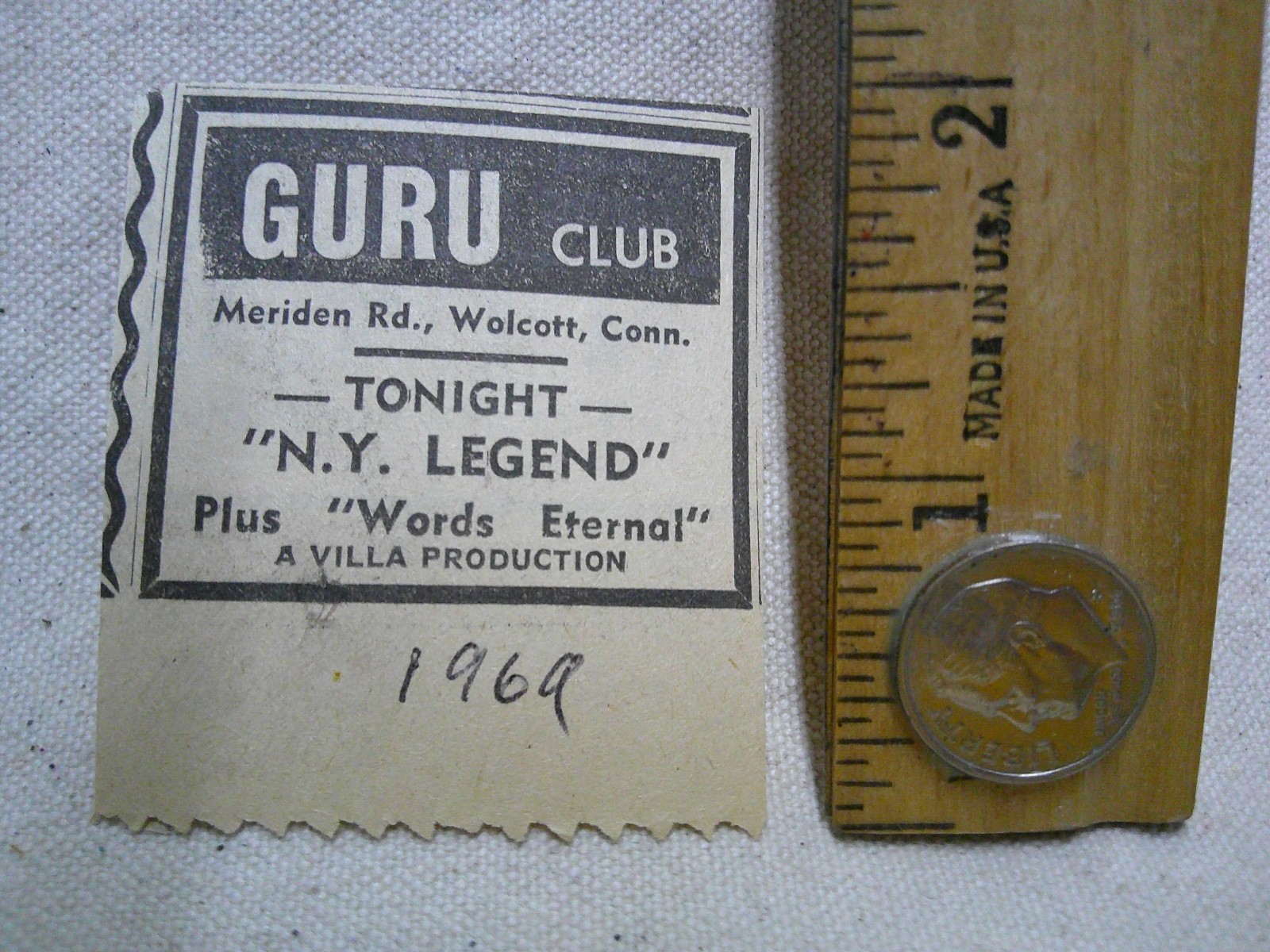 GURU club rock Bar psychedelic AD 1969 Wolcott Ct. new haven AD