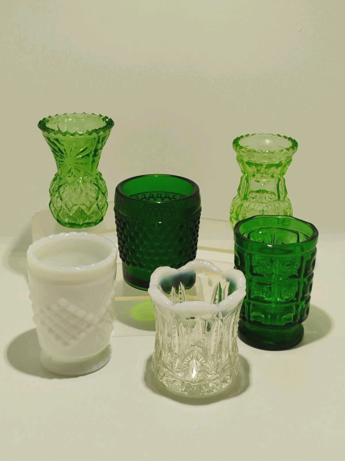 Jefferson Iris & US Glass Galloway Toothpick Holder Lot 6 EAPG Vintage Antique