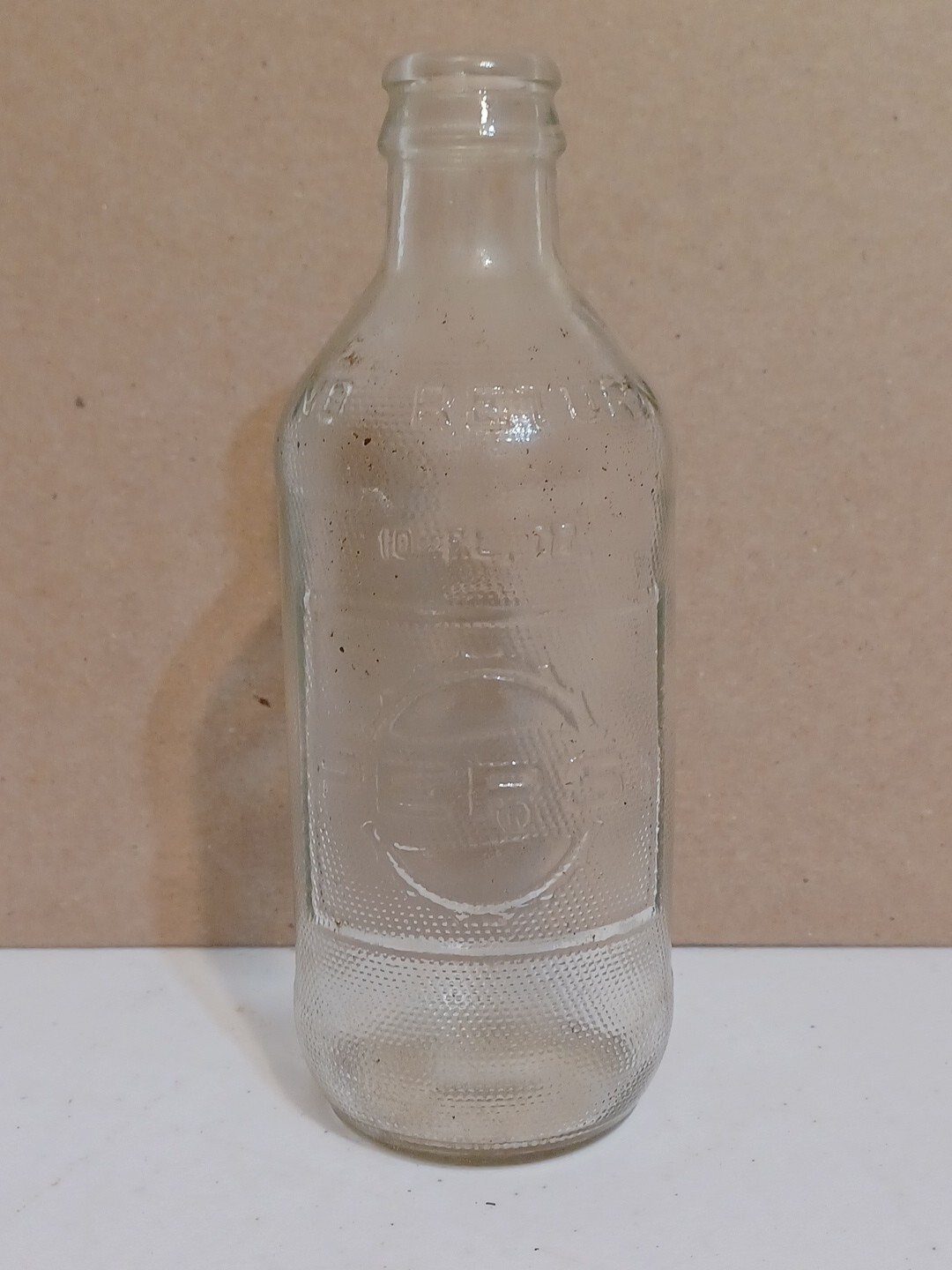 Vintage Pepsi Cola 10 oz Clear Glass Bottle Bumpy Embossed Square Logo