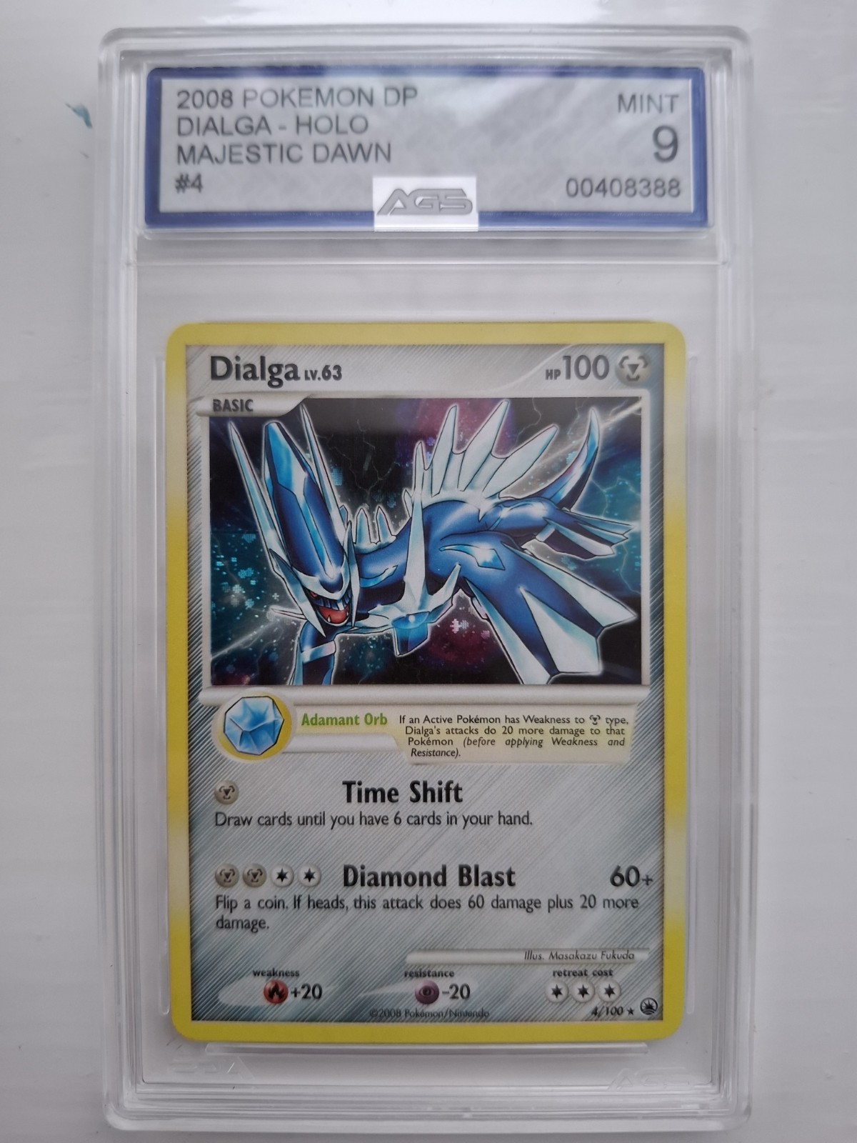 Pokemon Dialga 4/100 Majestic Dawn Holo AGS 9