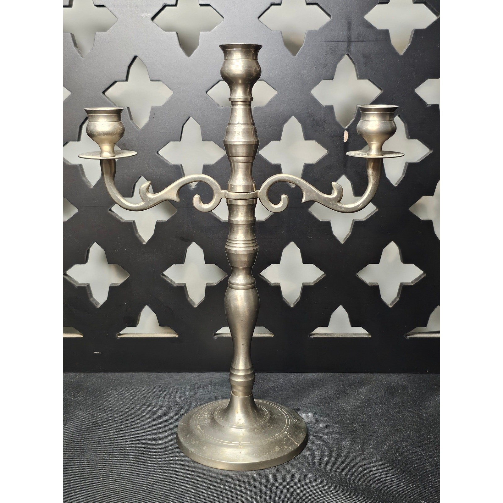 Vintage Three Arm Pewter Candelabra