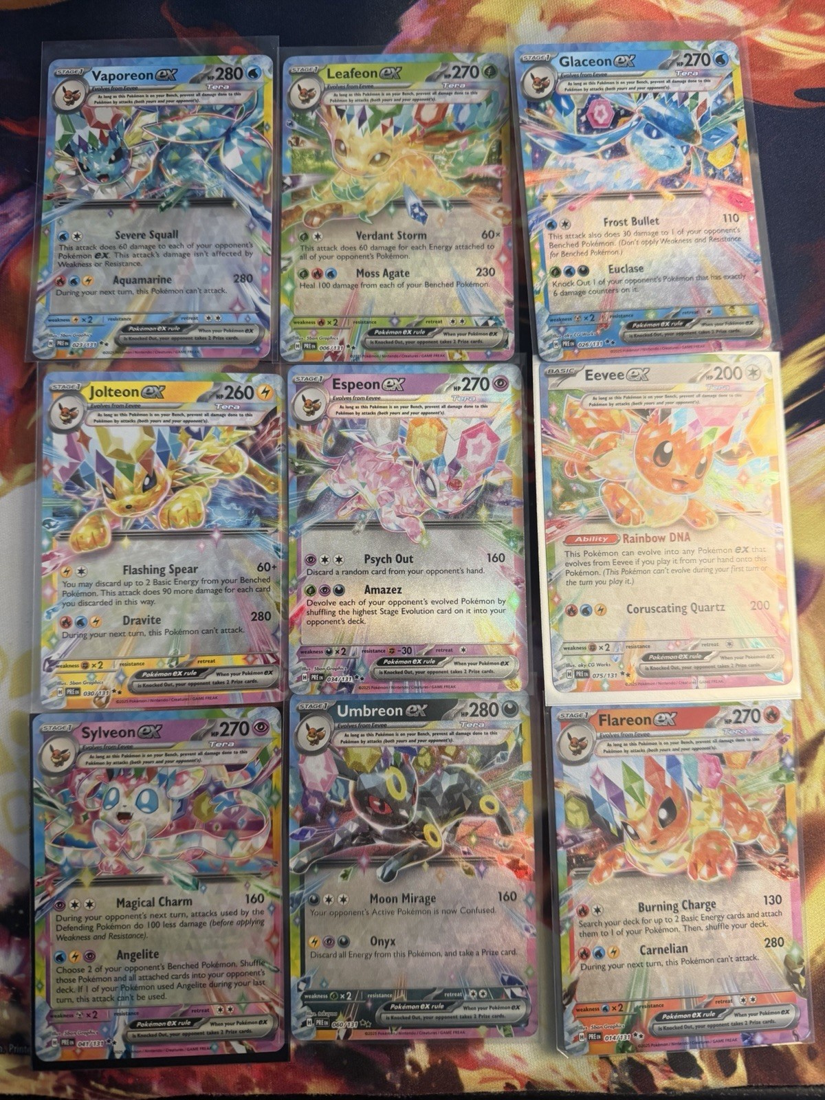 Pokemon 9 Card Eevee-lutions EX Complete Set NM SV: Prismatic Evolutions English