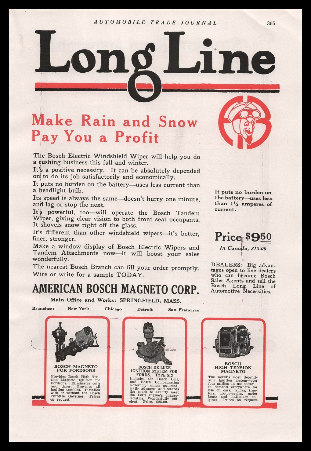 1924 American Bosch Magneto Springfield Massachusetts Windshield Wipers Print Ad 1924 American Bosch Magneto Springfield Massachusetts Windshield Wipers Print Ad