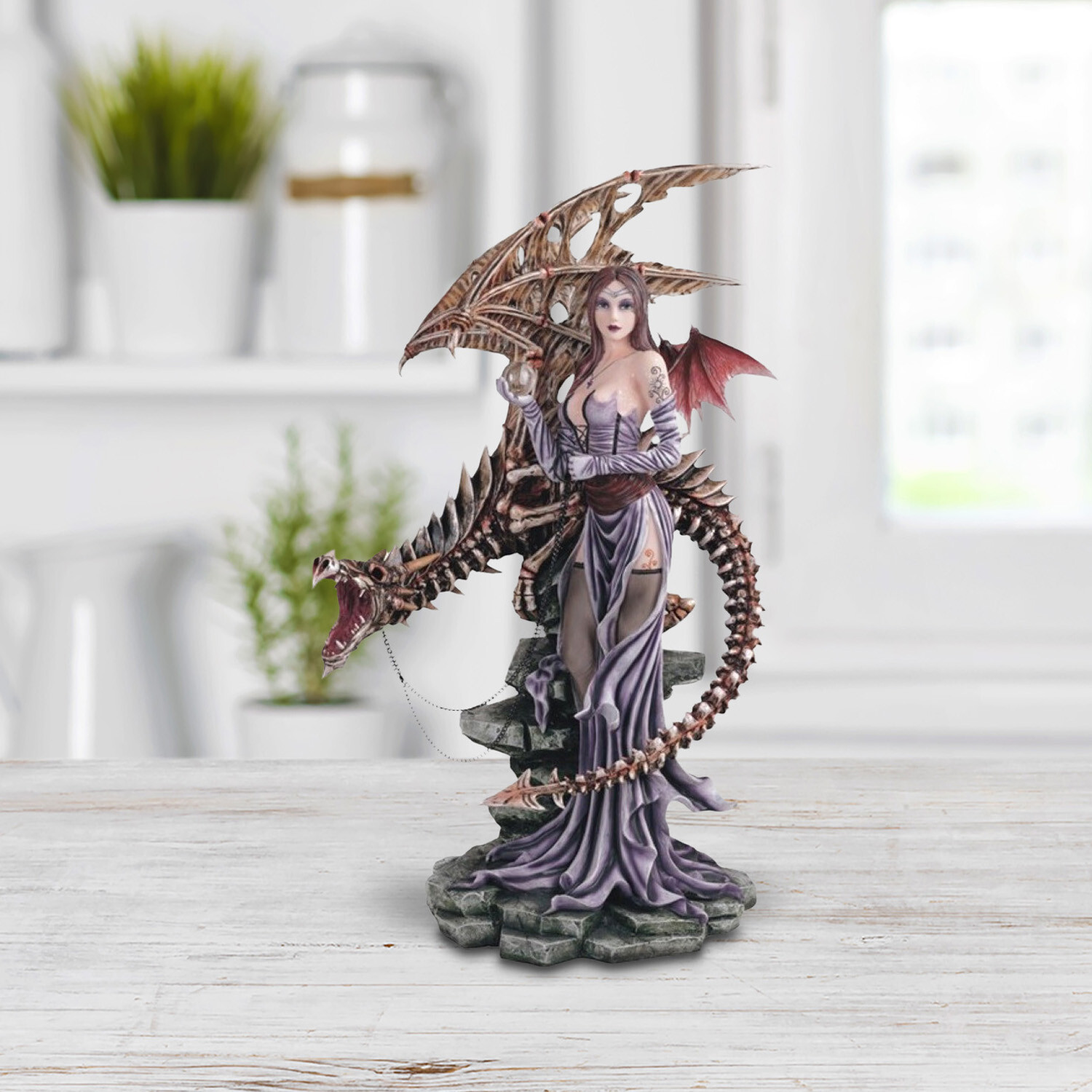Sculpture Gothic Medieval Fairy with Ghost Dragon Skeleton Statue 26 Sculpture Gothic Medieval Fairy with Ghost Dragon Skeleton Statue 26