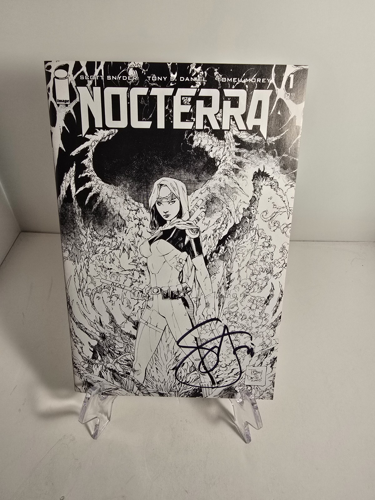 Nocterra #1 Tony Daniel Signed W/coa 1:100 Black N White Sketch Variant Cover K