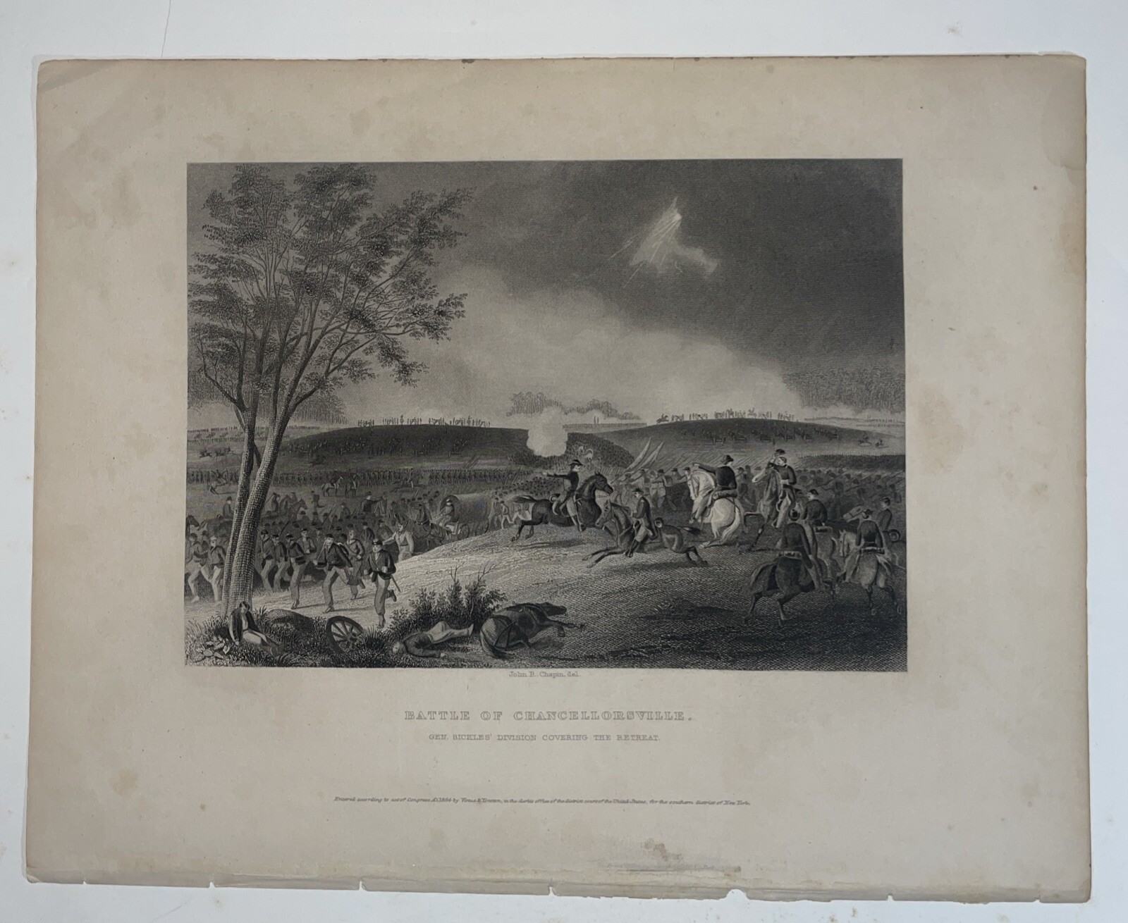 Vintage 19th Century Steel Engraving “Battle Of Chancellorsville”