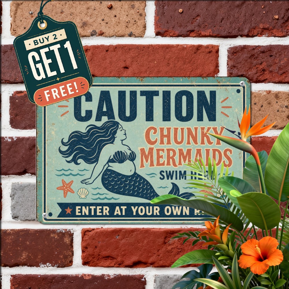 Mermaid Pool Rules Metal Sign Funny Swimming Patio Backyard Tin Wall Plaque