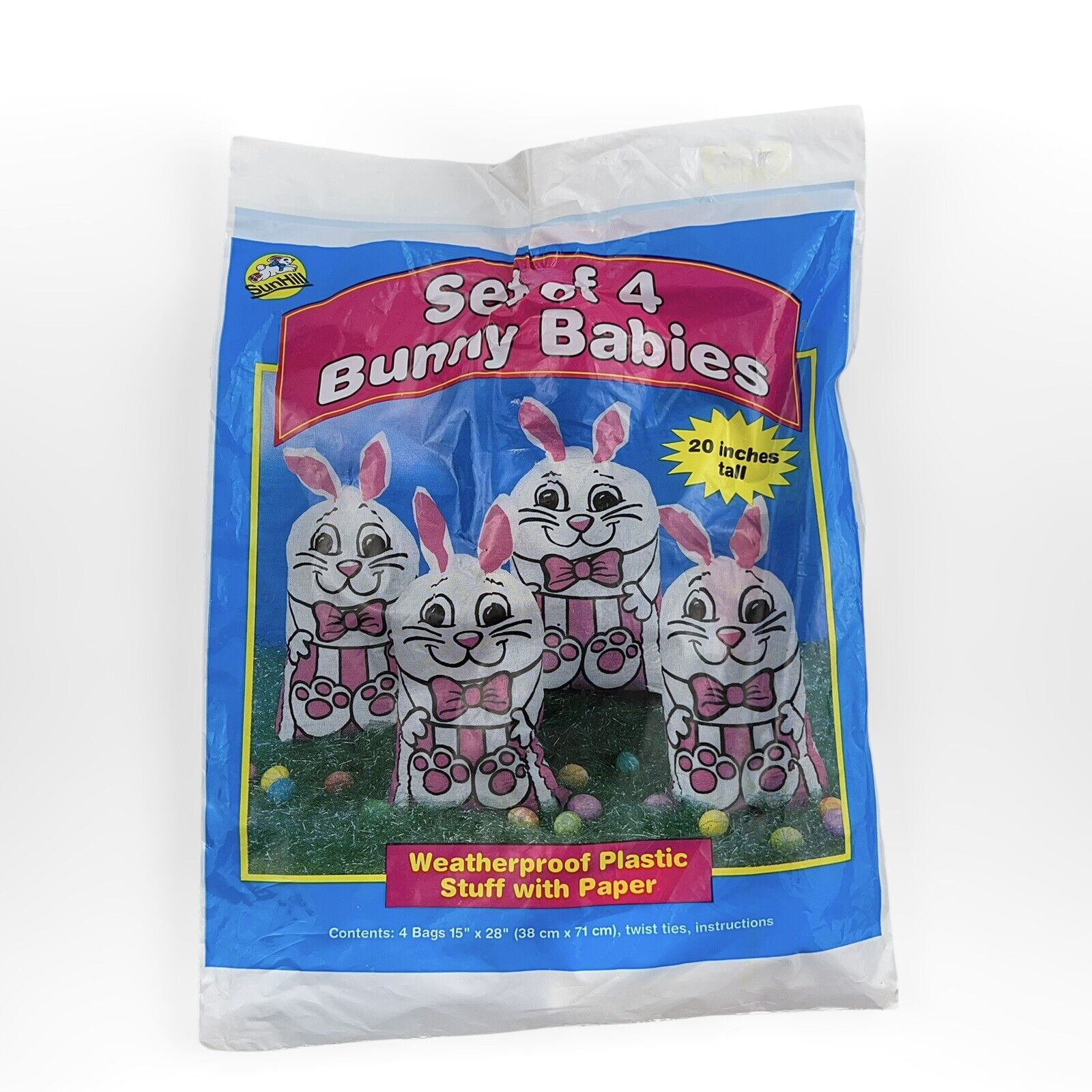 Vintage Sun Hill Bunny Babies 4 pack Lawn Decor 20” Open Bag Complete