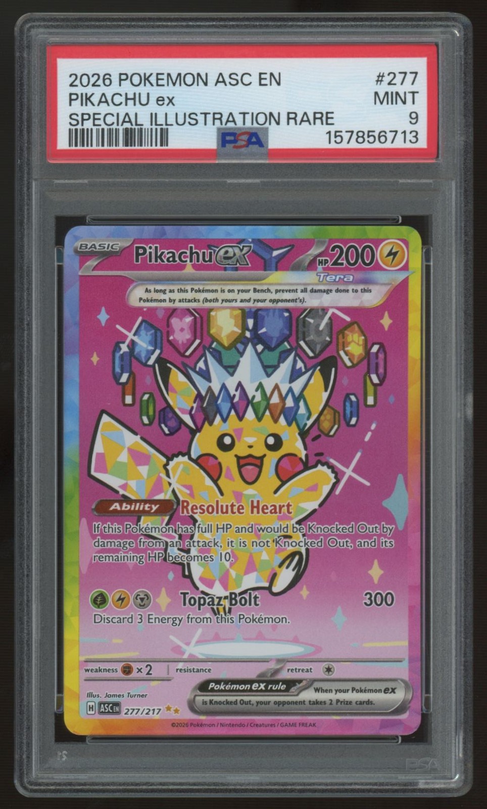 2026 Pokemon Pikachu ex Ascended Heroes Special Illustration Rare #277 PSA 9