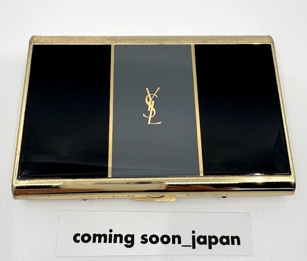 Vintage YVES SAINT LAURENT Cigarette Case Black Gray YSL Logo Card Case 4.2x2.7\