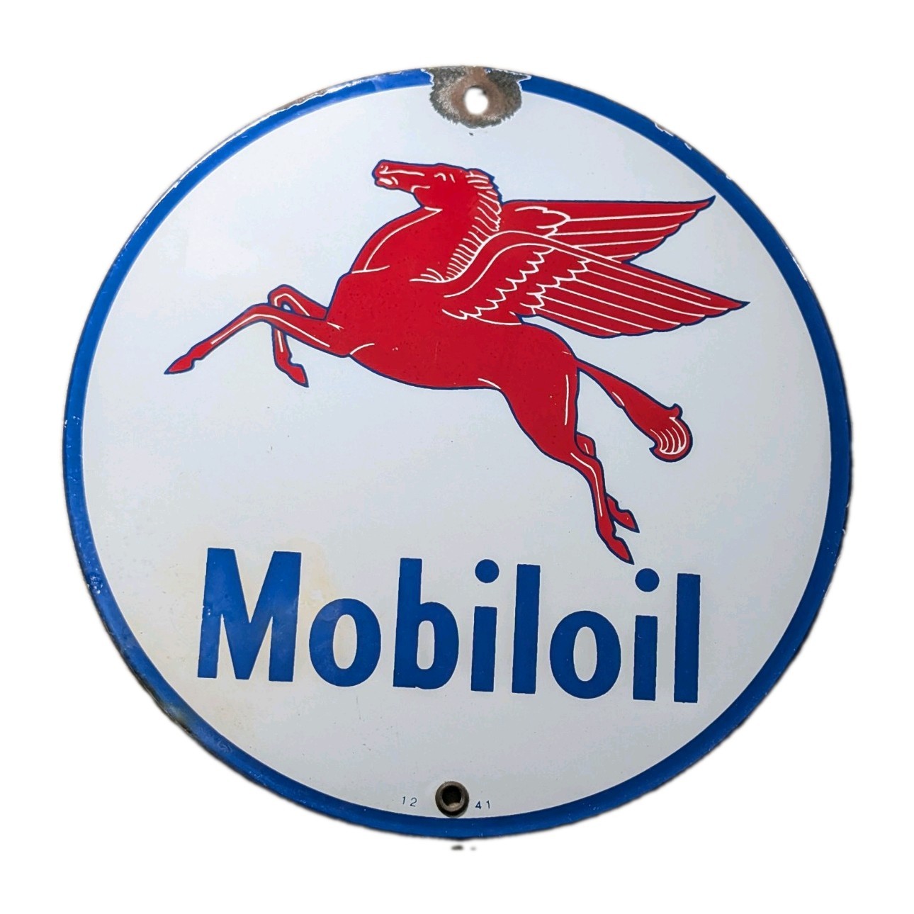 Old Vintage Collectible Mobil Oil Flying Horse Ad Porcelain Enamel Sign Board